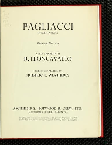 Tapa de Pagliacci =