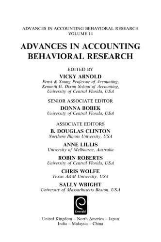 Tapa de Advances in accounting behavioral research