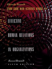 Tapa de Study guide with activities manual effective human relations in organizations