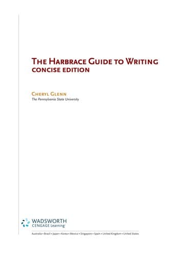 Tapa de The Harbrace Guide to Writing, Concise Edition
