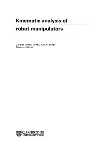 Tapa de Kinematic Analysis of Robot Manipulators