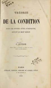 Tapa de Théorie de la condition dans les divers actes juridiques