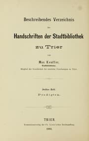 Tapa de Beschreibendes Verzeichnis der Handschriften der Stadtbibliothek zu Trier
