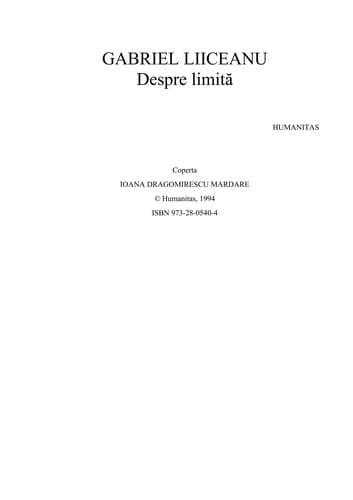 Tapa de Despre limită