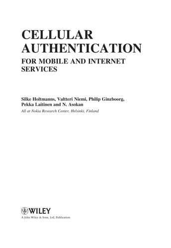 Tapa de Cellular authentication for mobile and Internet services