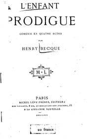 Tapa de L'enfant prodigue: comédie en quatre actes