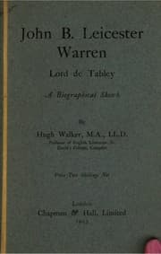 Tapa de John B. Leicester Warren, Lord de Tabley: A Biographical Sketch