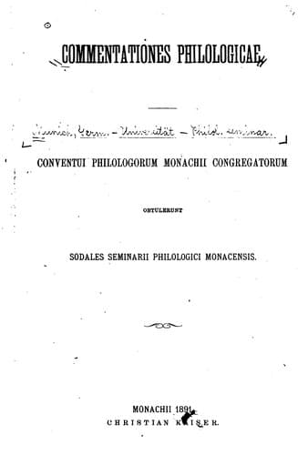 Tapa de Commentationes philologicae conventui philologorum Monachii congregatorum