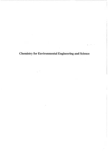Tapa de Chemistry for environmental engineering and science
