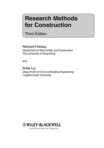 Tapa de Research methods for construction