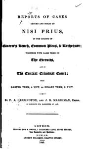 Tapa de Reports of cases argued and ruled at nisi prius, in the courts of Queen's bench, Common pleas, & Exchequer