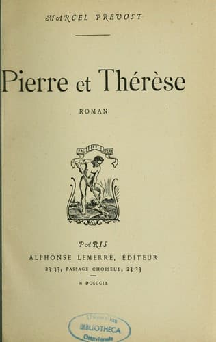 Tapa de Pierre et Thérese, roman