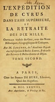 Tapa de L'Expédition de Cyrus, dans l'asie supérieure, et La retraite des dix mille. Ouvrage traduit du Grec, avec des Notes Historiques, Géographiques & Critiques