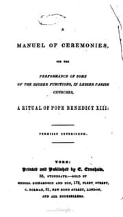 Tapa de A manuel of ceremonies, for the performance of some of the higher functions, in lesser parish churches; a ritual of Pope Benedict XIII