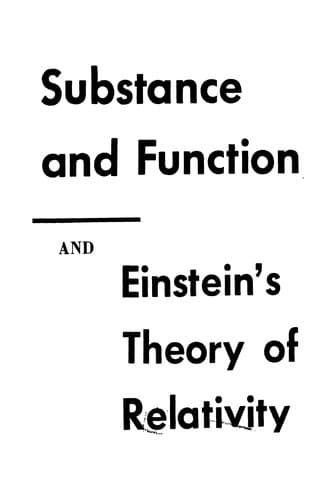 Tapa de Substance and function and Einstein's theory of relativity