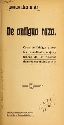 Tapa de De antigua raza