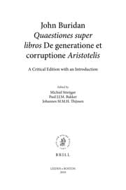 Tapa de Quaestiones super libros De generatione et corruptione Aristotelis