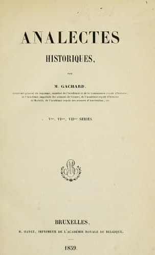 Tapa de Analectes historiques