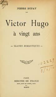 Tapa de Victor Hugo à vingt ans