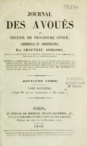 Tapa de Journal des avoués