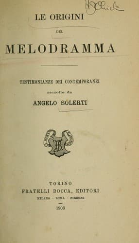 Tapa de Le origini del melodramma
