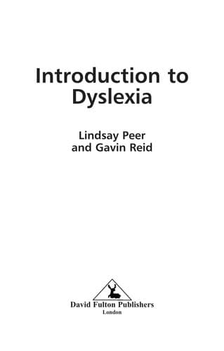 Tapa de Introduction to dyslexia