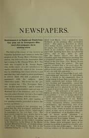 Tapa de Newspapers their development in the province of Quebec