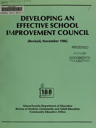 Tapa de Developing an effective school improvement council
