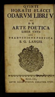 Tapa de Quinti Horatii Flacci, Odarum libri V et De Arte Poetica, liber unus =