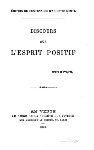 Tapa de Discours sur l'esprit positif ...