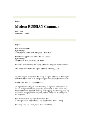 Tapa de Modern Russian Grammar