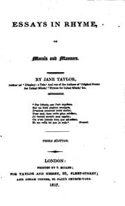 Tapa de Essays in rhyme, on morals and manners