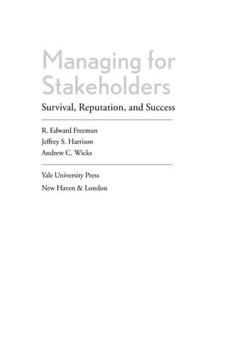 Tapa de Managing for stakeholders