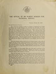 Tapa de The appeal of Sir Robert Borden for national service
