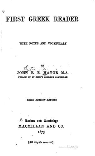 Tapa de First Greek Reader, with Notes and Vocabulary