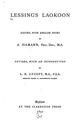 Tapa de Lessing's Laokoon