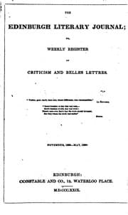 Tapa de The Edinburgh Literary Journal, Or, Weekly Register of Criticism and Belles ..
