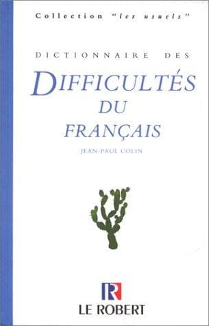 Tapa de Dictionnaire Des Difficultes (Le Robert)