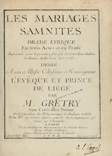 Tapa de Les mariages samnites