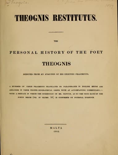 Tapa de Theognis restitutus