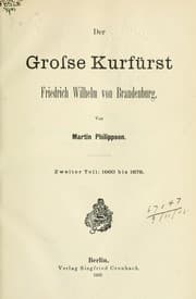 Tapa de Der Grosse Kurfürst, Friedrich Wilhelm von Brandenburg