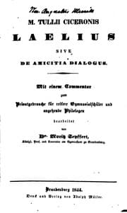Tapa de M. Tullii Ciceronis Laelius, sive De amicitia dialogus