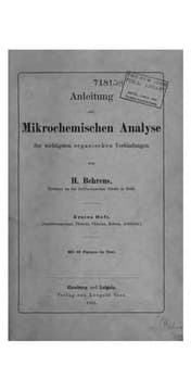 Tapa de Anleitung zur mikrochemischen Analyse der wichtigsten organischen Verbindungen. v. 1-4, 1895-97