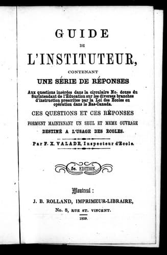 Tapa de Guide de l'instituteur