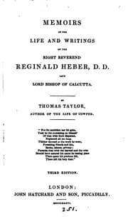 Tapa de Memoirs of the life and writings of ... Reginald Heber, late lord bishop of Calcutta