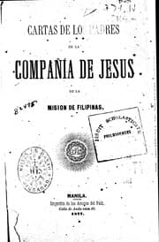 Tapa de Cartas de los padres de la Compañia de Jesus de la Mision de Filipinas