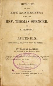 Tapa de Memoirs of the life and ministry of the late Rev. Thomas Spencer, of Liverpool