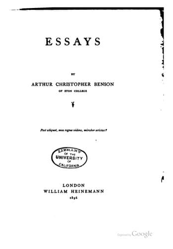 Tapa de Essays