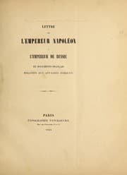 Tapa de Lettre de l'empereur Napoléon à l'empereur de Russie, et documents français ralatifs aux affaires d'Orient