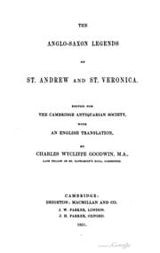 Tapa de The Anglo-Saxon legends of St. Andrew and St. Veronica